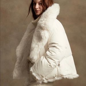 BR Reversible Faux Fur Down Jacket NWT